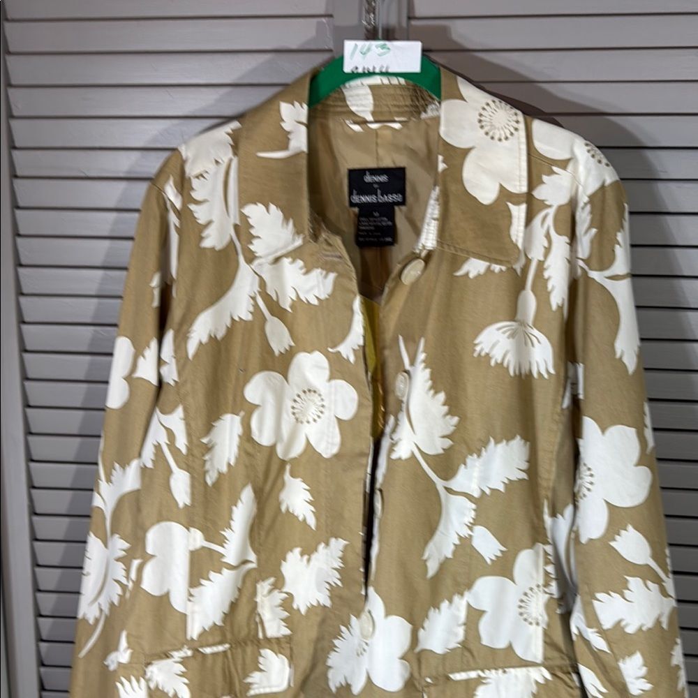 Dennis Basso Tan and White Blazer Lightweight Suit Jacket - Picture 10 of 12